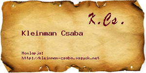 Kleinman Csaba névjegykártya
